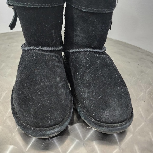 Bearpaw Val Toddler Black Cow Suede Boots Size 9 Winter Sherpa Shearling EUC - Picture 10 of 13
